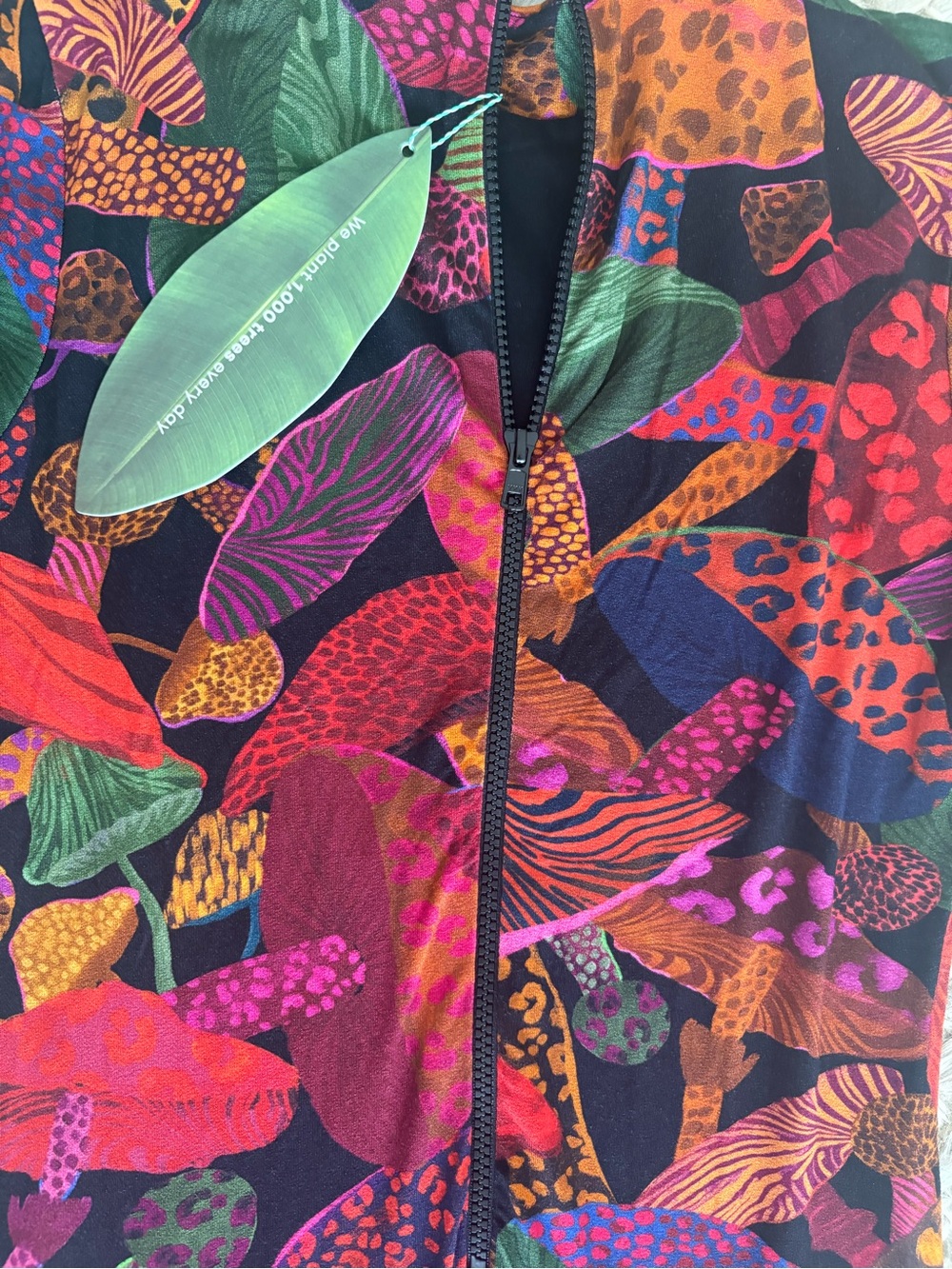 Farm Rio Long Sleeve Dress with Multicolor Leaf Print zipper front size small - Picture 4 of 4